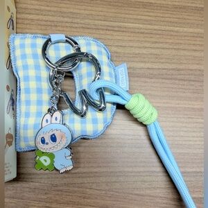 Labubu Keychain- Letter "D” Blue and yellow Keychain with Labubu Character Charm